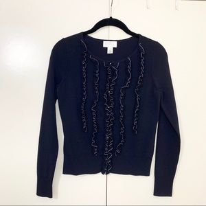 BRAND NEW Loft ruffle front cardi black